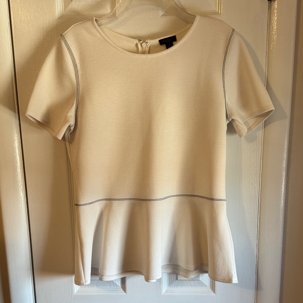 Ann Taylor Factory Ivory Peplum Blouse